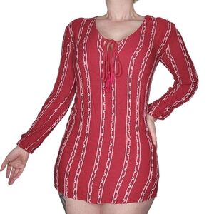 Anthropologie Boho Sadie & Sage Red & White Embroidered Dress